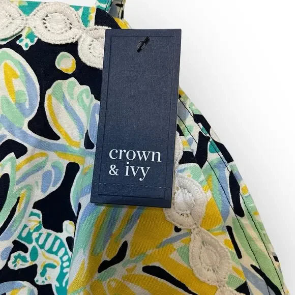 Crown & Ivy Halter Cayo Coco Signature Mini Dress Womens 8 Multicolor Tropical - Picture 9 of 15